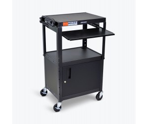 Luxor - AVJ42KBC - Adjustable Steel AV Cart - Cabinet, Pullout