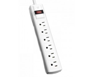 V7 - 6-Outlet Home/Office Surge Protector, 8 ft cord, 900 Joules - White