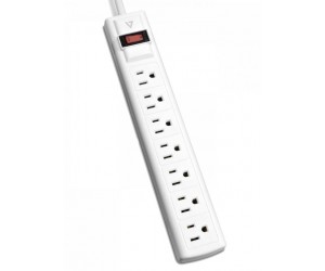 V7 - 7-Outlet Home/Office Surge Protector, 12 ft cord, 1050 Joules - White