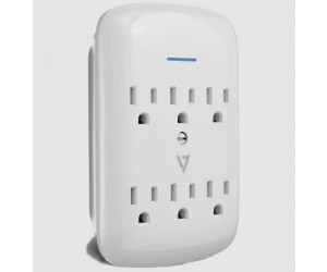 V7 - 6-Outlet Wall Tap Surge Protector, 1200 Joules - White