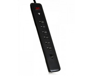 V7 - 7-Outlet Home/Office Surge Protector, 1200 Joules - Black