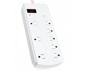 V7 - 8-Outlet Home/Office Surge Protector, 1800 Joules - White