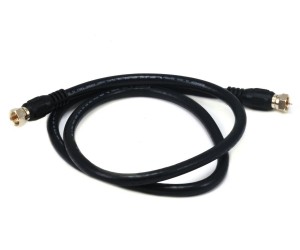 RG59 F-pin Coaxial Cable with Gold connectors, Black, F-pin Male, 3 foot