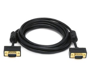 SVGA Cable with Ferrites, Black, HD15 Male, Coaxial Construction, Double Shielded, 3 foot
